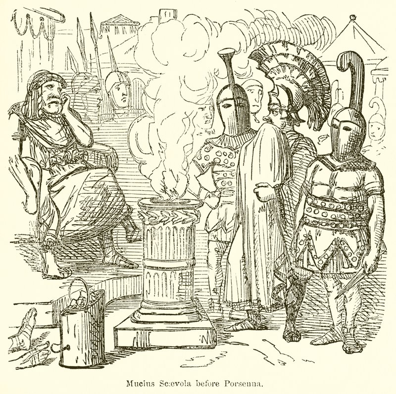 Mucius Scaevola før Porsenna af John Leech