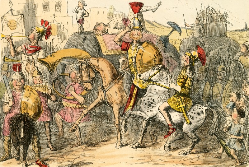 Pyrrhus ankommer til Italien med sin trup af John Leech