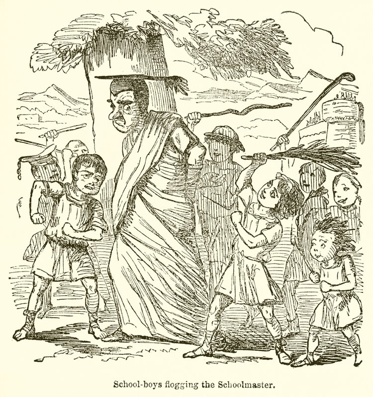 Skoledrenge, der prygler Skolemesteren af John Leech