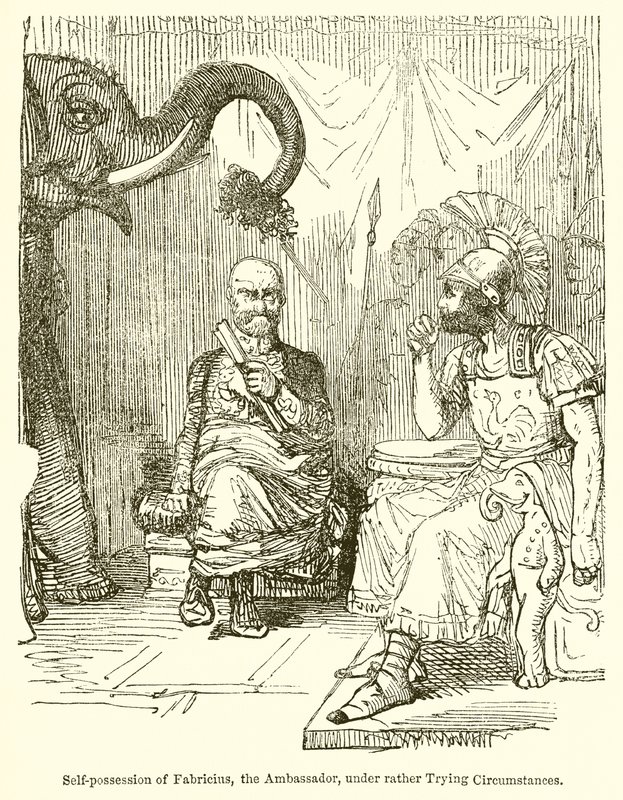Selvbesiddelse af Fabricius, Ambassadøren, under ret prøvende Omstændigheder af John Leech