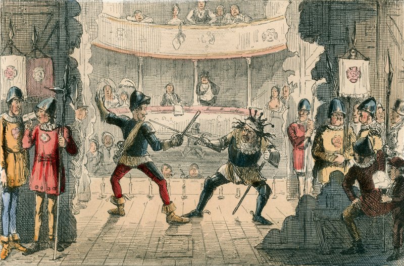 Slaget ved Bosworth, en scene i historiens store drama af John Leech