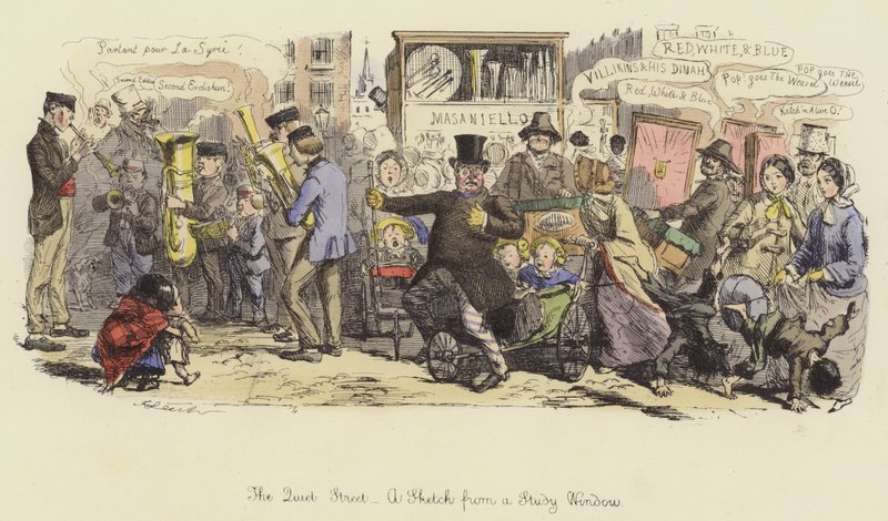 The Quiet Street, en skitse fra et studievindue af John Leech