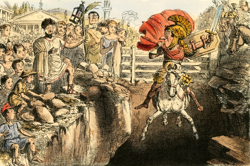 Den galante Curtius springer ud i kløfterne af John Leech