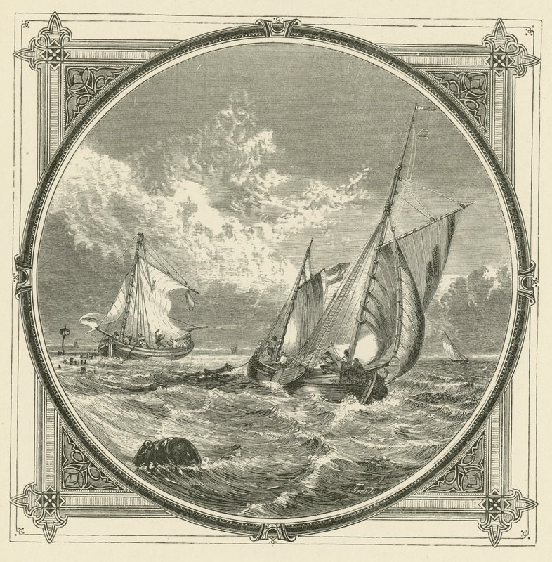 Et skib på grund, er et fyrtårn til søs (gravering) af John Leighton