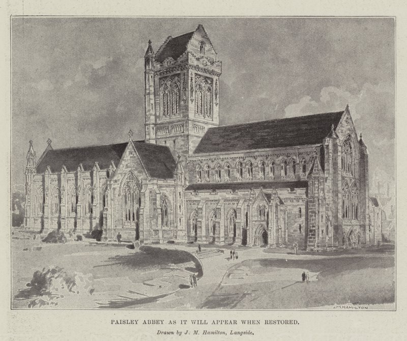 Paisley Abbey, som det vil se ud, når det er restaureret af John McLure Hamilton