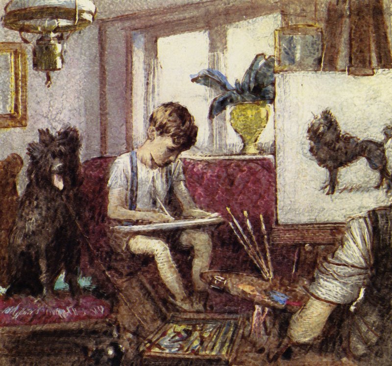 Howard Carter voksede op i London som søn af en kunstner (farvelitografi). af John Millar Watt
