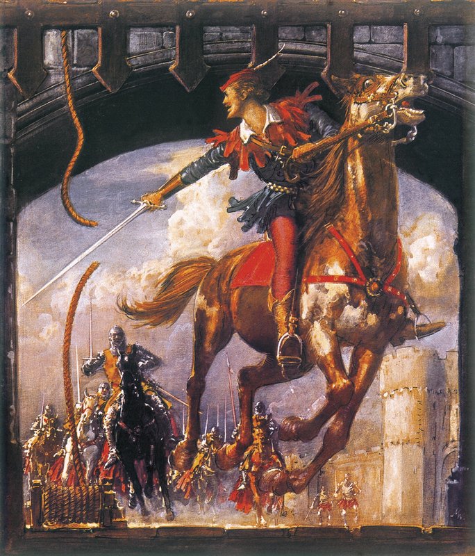 Robin Hood bliver jagtet af normanniske soldater af John Millar Watt