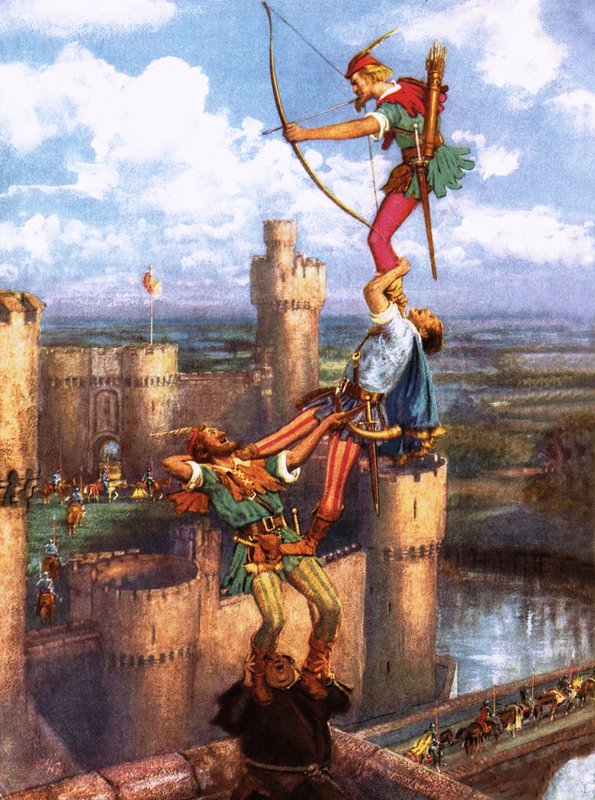 Robin Hood skyder ind i Nottingham Castle af John Millar Watt