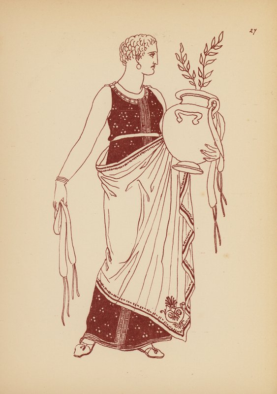Antik græsk kvindedragt (litografi) af John Moyr Smith