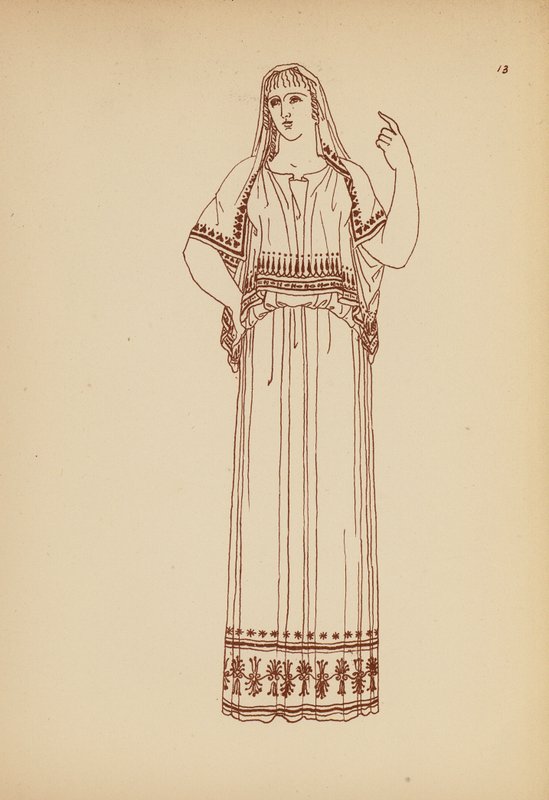 Antik græsk kvindedragt (litografi) af John Moyr Smith