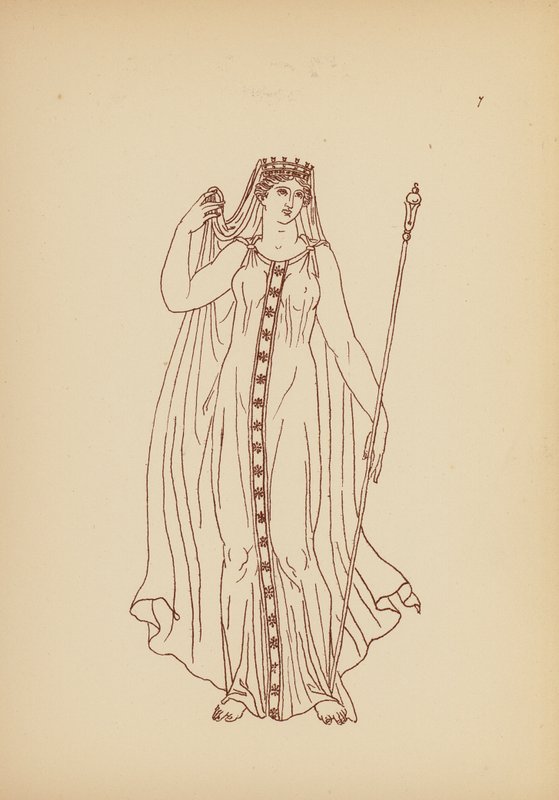 Antik græsk kvindedragt (litografi) af John Moyr Smith