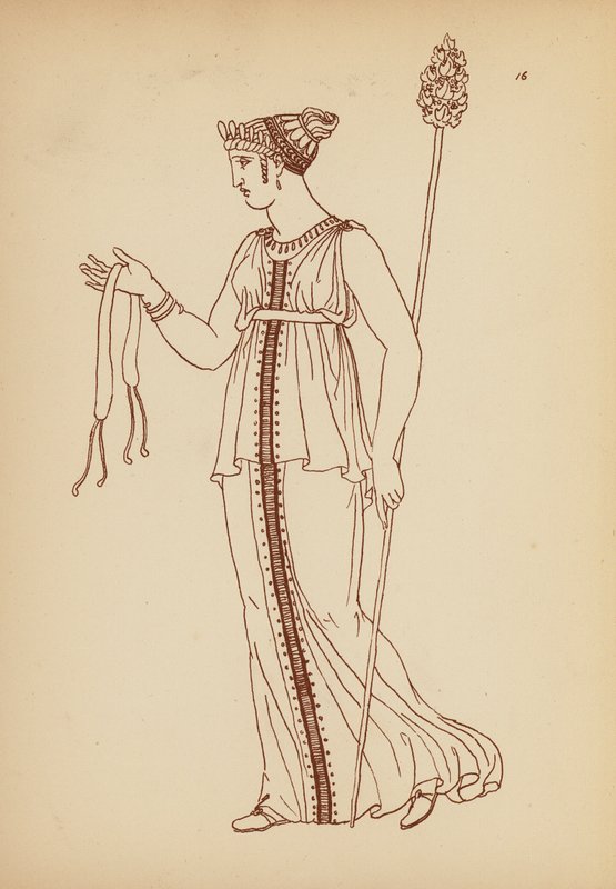 Antik græsk kvindedragt (litografi) af John Moyr Smith