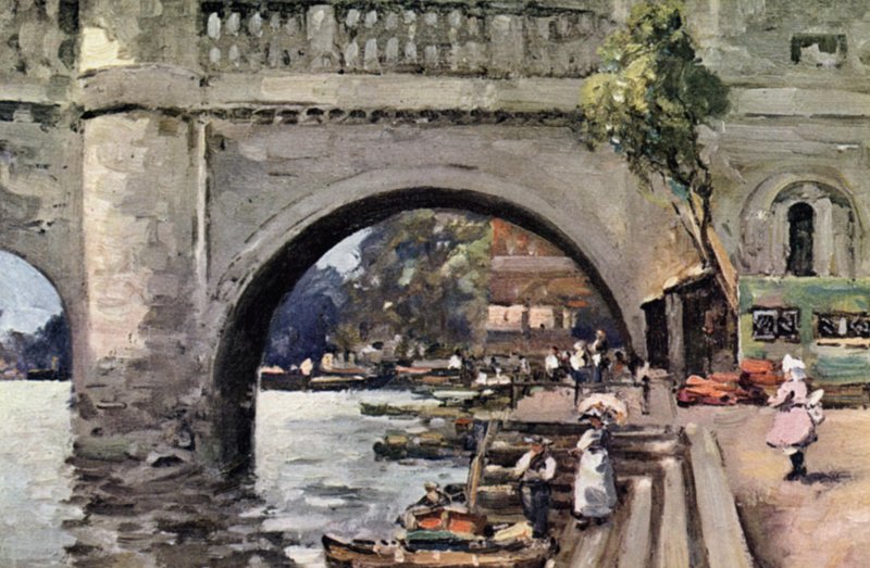 Richmond Bridge (farve litho) af John Muirhead