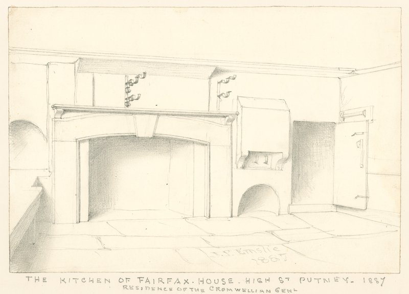 Køkkenet i Fairfax House, High Street, Putney, 1887; residens for den Cromwellske Gent af John Phillipp Emslie