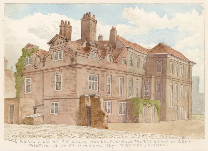 Set bagfra af Fairfax House, High Street, Putney, London, tidligere bolig for General Fairfax, 1887 af John Phillipp Emslie