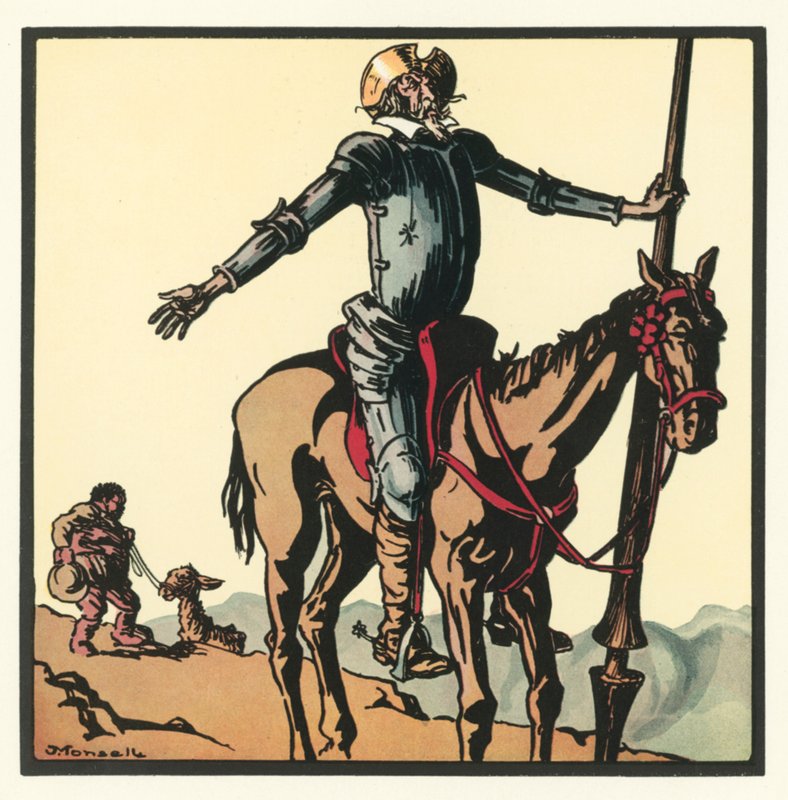 Kensington Rhymes: Don Quixote (farve litho) af John Robert (after) Monsell