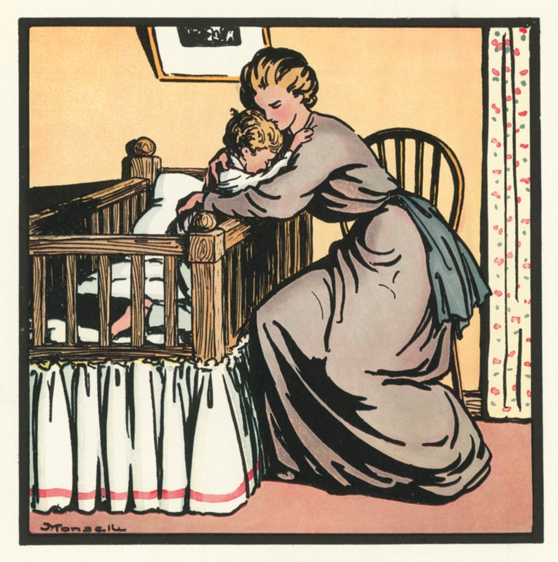 Kensington Rhymes: Good-Night (farve litho) af John Robert (after) Monsell