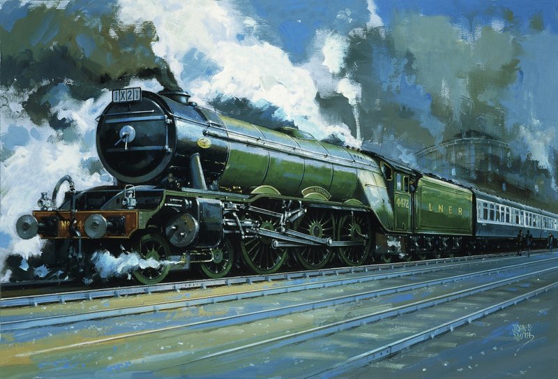 The Flying Scotsman (gouache på papir) af John S. Smith