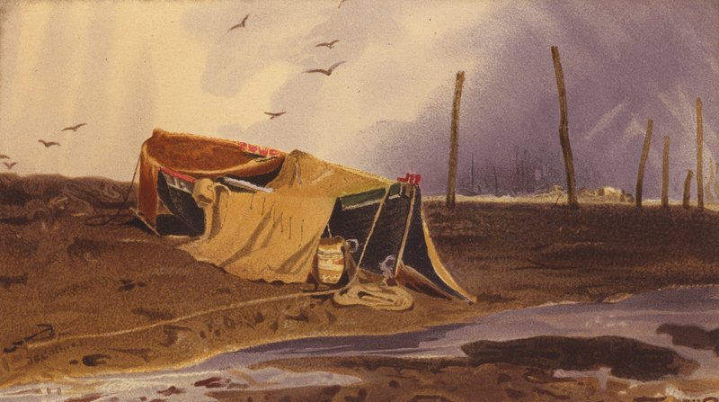 Båd på stranden (farvelitografi) af John Sell Cotman