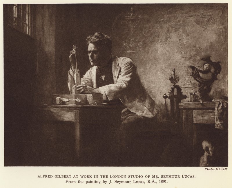 Alfred Gilbert, engelsk billedhugger (fotogravure) af John Seymour (after) Lucas