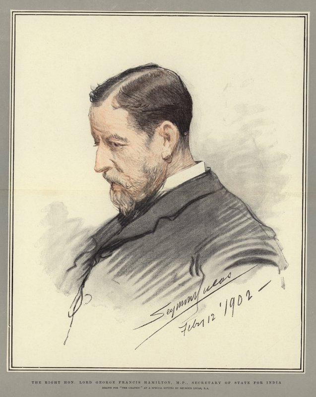 Højre ærede Lord George Francis Hamilton, MP, udenrigsminister for Indien af John Seymour Lucas