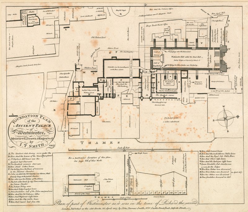 Plan for en del af Westminster, som den var på Richard den Andens tid af John Thomas Smith