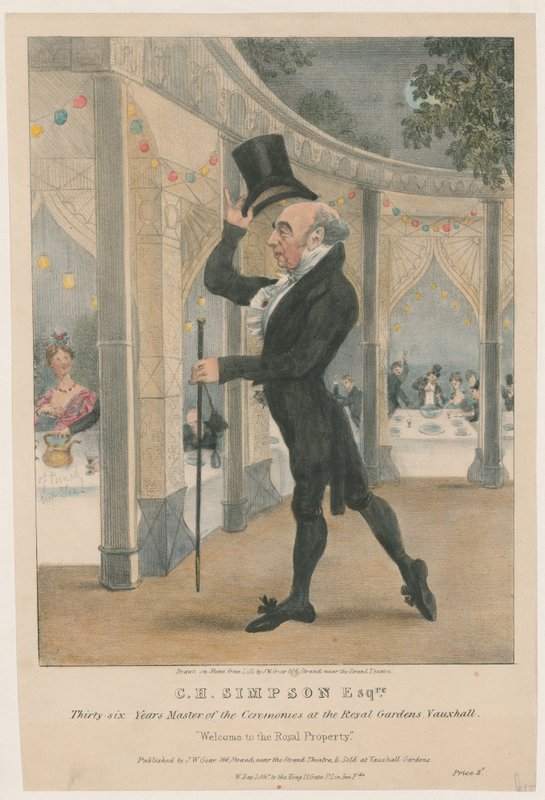 CH Simpson Esquire, ceremonimester i Royal Gardens, Vauxhall af John W. Gear