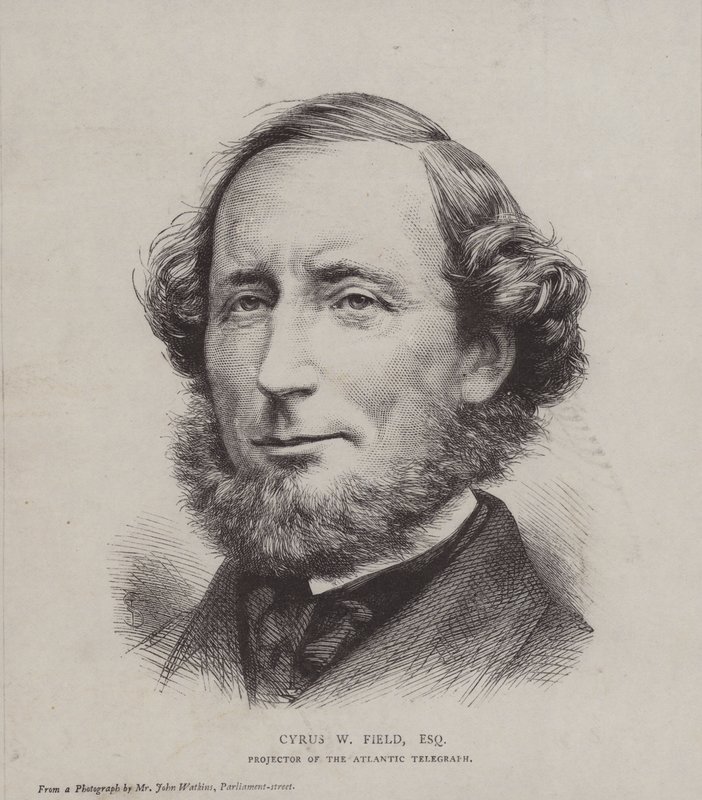 Cyrus West Field, amerikansk finansmand involveret i at lægge det første transatlantiske telegrafkabel i 1858 af John Watkins
