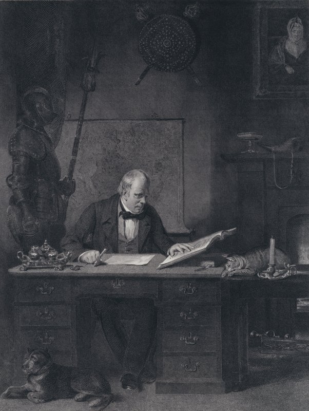 Sir Walter Scott i sit studie (gravering) af John Watson Gordon