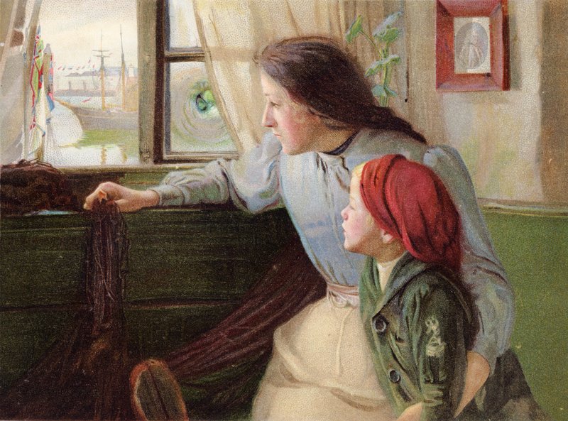 Kongens flåde (farve litho) af John William Allison