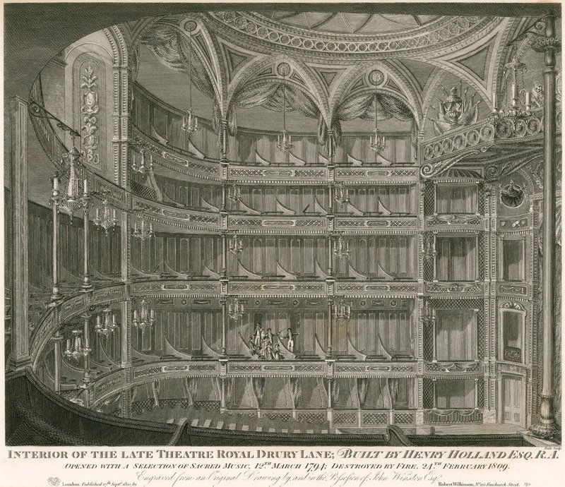 Interiør af det afdøde Theatre Royal, Drury Lane, London af John Winston