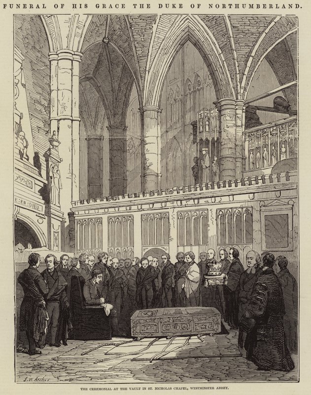 Begravelse af His Grace the Duke of Northumberland, ceremonien ved Vault i St Nicholas Chapel, Westminster Abbey af John Wykeham Archer