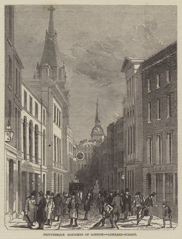 Maleriske skitser af London, Lombard-Street af John Wykeham Archer