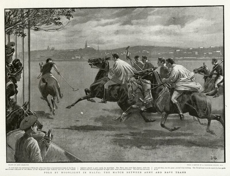 Polo fra Moonlight på Malta, kampen mellem hær- og flådehold af John after Charlton