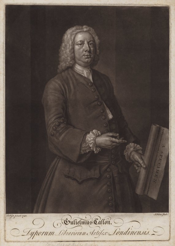William Caslon, engelsk typograf (mezzotint) af John the younger Faber