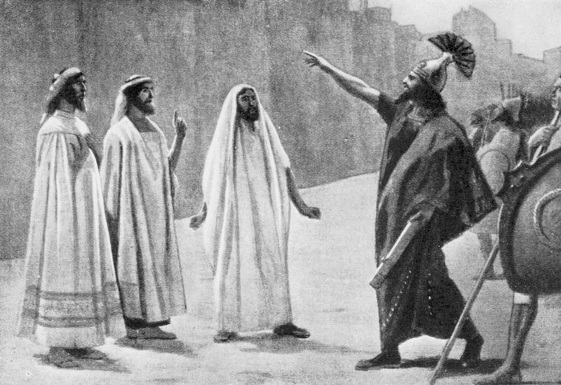 Rabshakeh foran Jerusalems mure, 701 f.Kr (litografi) af Jose (after) Villegas y Cordero