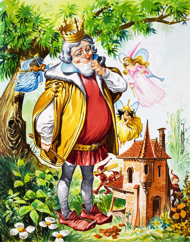 Kings with Fairies (gouache på papir) af Jose Ortiz
