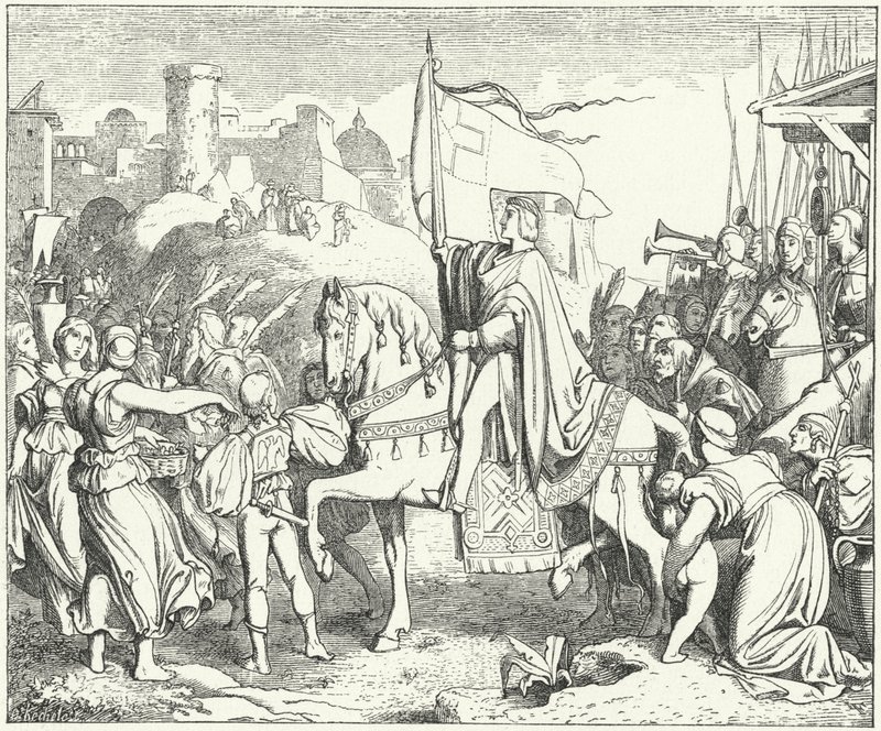 Den hellige romerske kejser Frederik II indtog Jerusalem, sjette korstog af Josef Mathias (after) Trenkwald