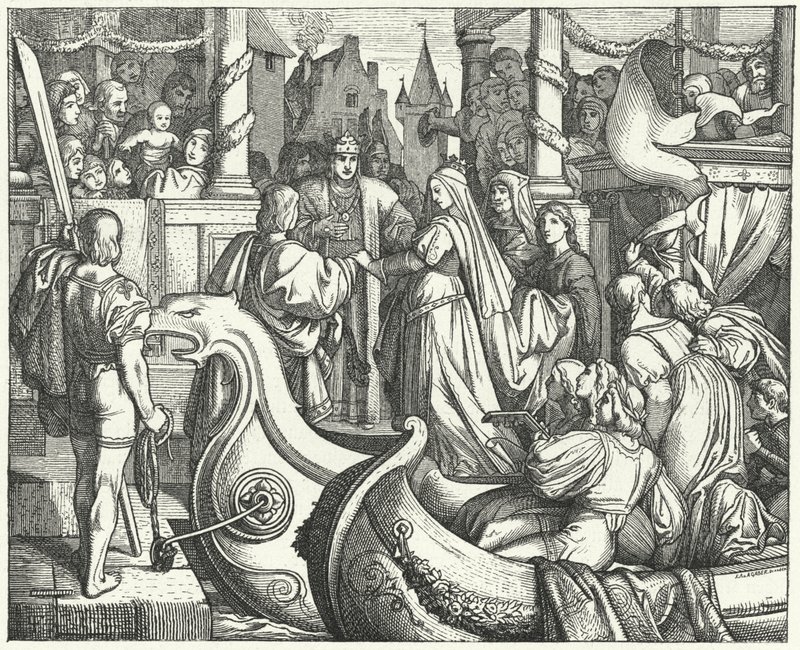 Den hellige romerske kejser Frederik II byder sin brud, Isabella af England, velkommen af Josef Mathias (after) Trenkwald