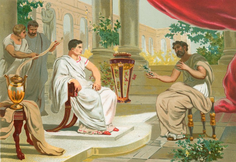 Samtale mellem Plinius den Ældre og kejser Vespasian af Josep or Jose Planella Coromina