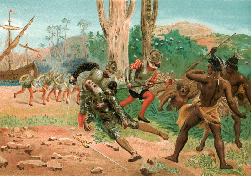 Magellans død i Filippinerne af Josep or Jose Planella Coromina
