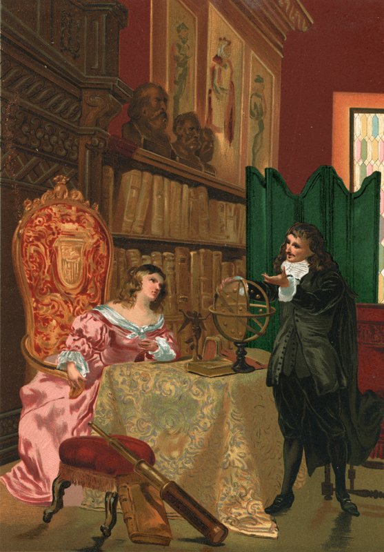 Descartes diskuterer filosofi med dronning Christina af Sverige af Josep or Jose Planella Coromina