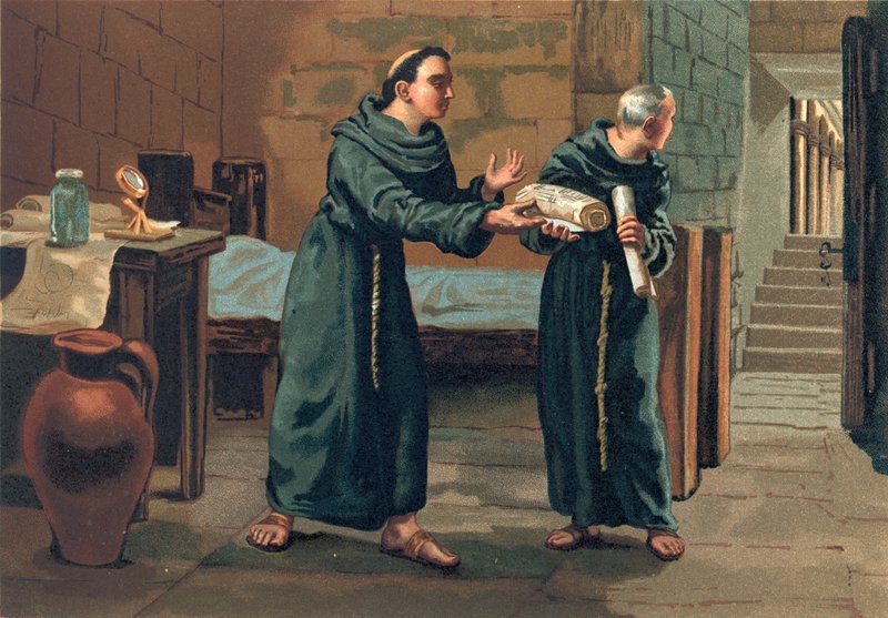 Roger Bacon sender sin Magnum Opus til paven af Josep or Jose Planella Coromina