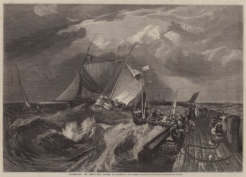 Calais Pier, pakkebåden kommer ind af Joseph Mallord William Turner