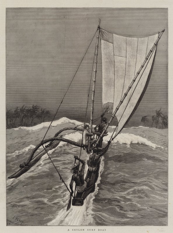 En surfbåd på Ceylon af Joseph Nash