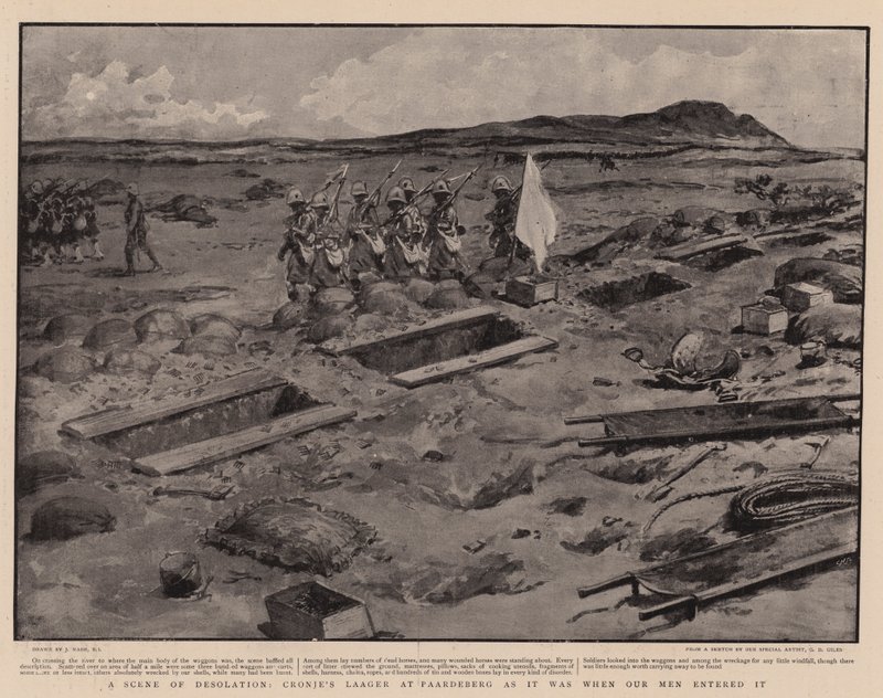 A Scene of Desolation, Cronjes Laager ved Paardeberg, som det var, da vore Mænd kom ind i det af Joseph Nash