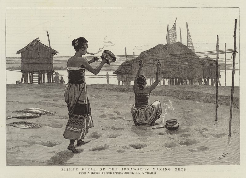 Fisher Girls of the Irrawaddy laver net af Joseph Nash