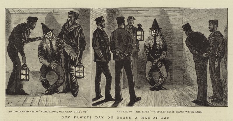 Guy Fawkes Day ombord på en Man-of-War af Joseph Nash