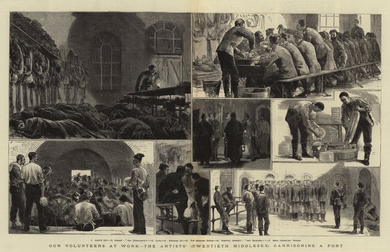 Vores frivillige på arbejde, kunstnernes (Twentieth Middlesex) besætter et fort af Joseph Nash