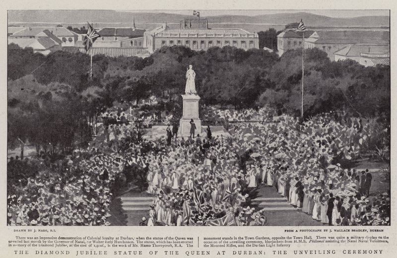 Diamantjubilæumsstatuen af dronningen i Durban, afsløringsceremonien af Joseph Nash
